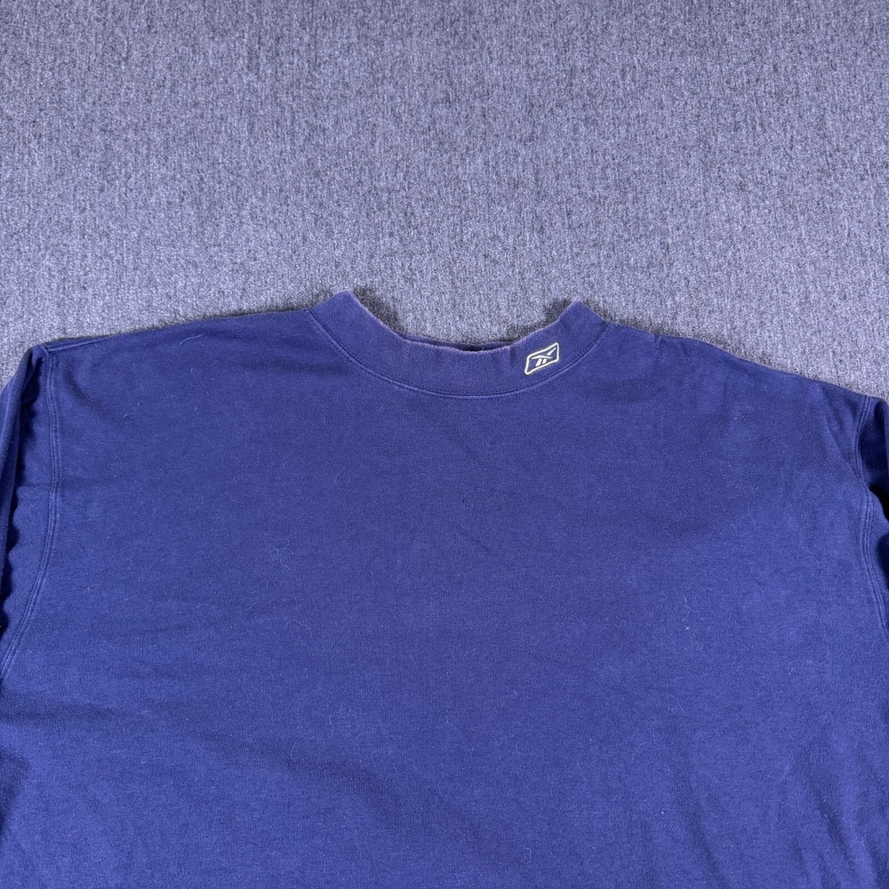 Reebok Vintage Athletic Stretch Mock Neck Long Sleeve T-Shirt Mens XL Blue